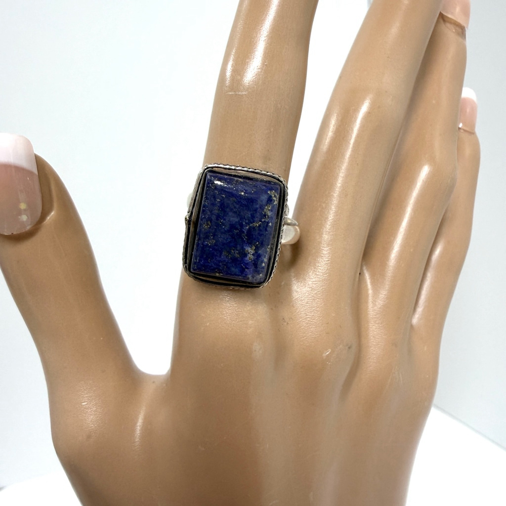 Handmade Silver‎ Plated Lapis Lazuli Adjustable Ring New with Gift Box